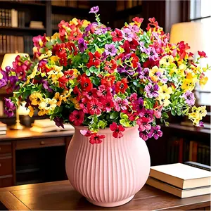UV-resistant silk artificial flowers, available in 6/12/24 pcs per set. Featuring vibrant realistic hues and delicate texture, they’re versatile for home gardening, party, wedding and outdoor landscape decor.