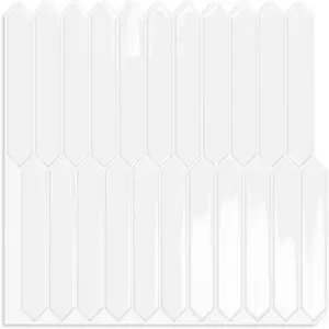 White Long Hexagon Tile Peel and Stick Backsplash 10 Sheets Self-Adhesive Wall Tiles for Kitchen Bathroom Fireplace RV(12"×12")