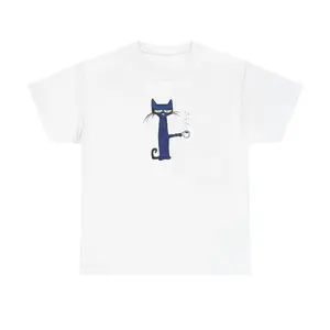 Pete The Cat Coffee T-Shirt, Y2k Cat Tee, Funny Meme Animal Tee, Gifts Shirt, Unisex Vintage Graphic Tees Gothic Grunge Y2k Emo Scene Amity Affliction Style Clothes Men Women Streetwear