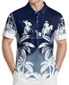 Team Roping Eat Sleep Rope Polo Shirt for Men, Fun Hawaiian Style, Casual Shirt for Summer