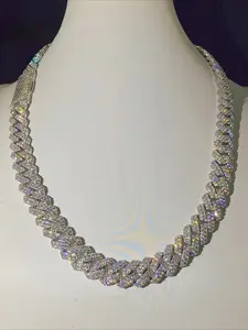 14mm High-End Hip-Hop Style Vvs Full Diamond Cuban Chain Necklace, Premium Moissanite Jewelry, Perfect Gift for Easter and Thanksgiving