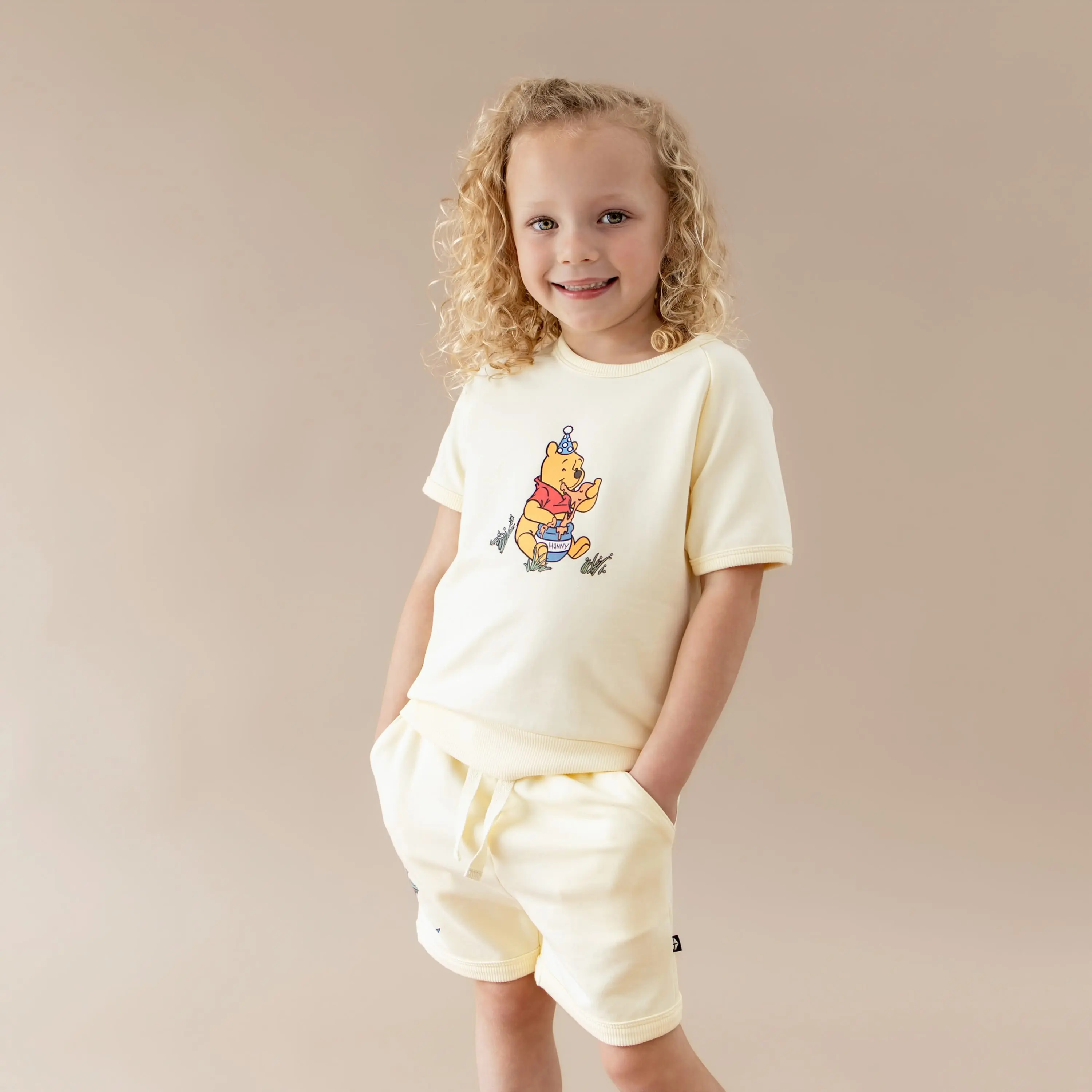 Short Sleeve Jogger Set in Winnie the Pooh on Chamomile