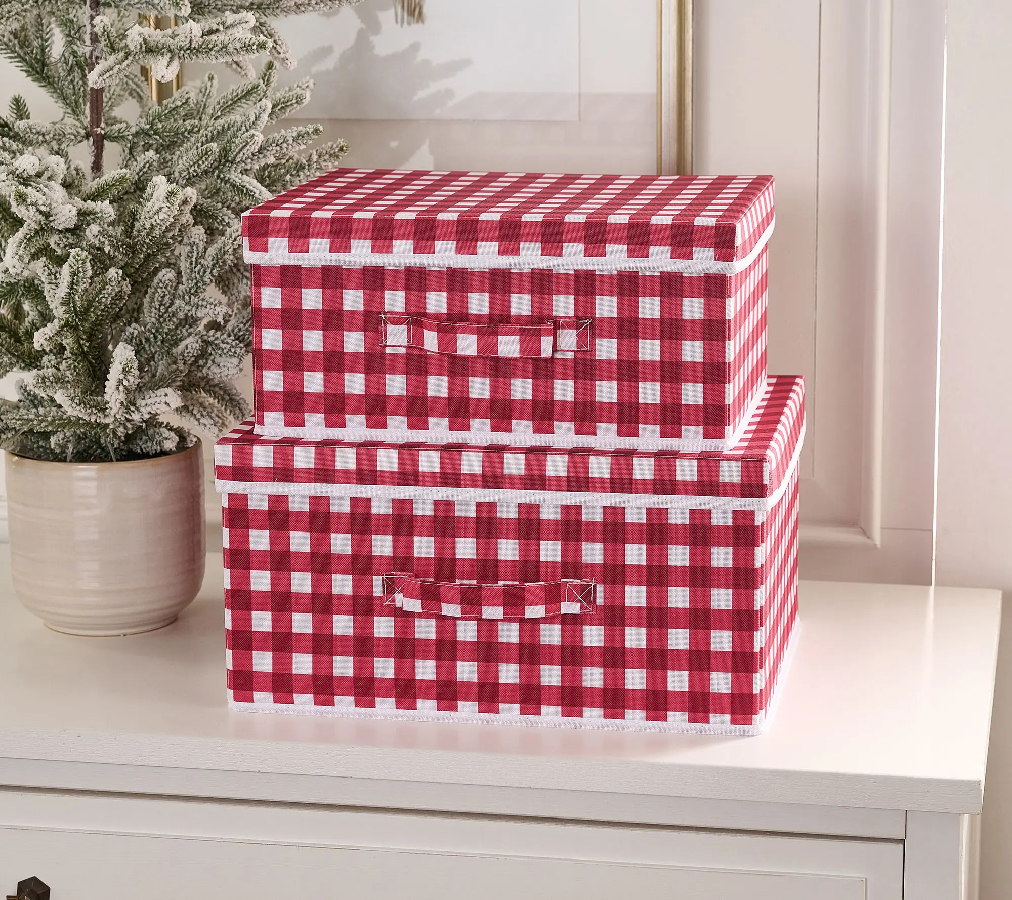 Girl Next Door Set of 2 Gingham Storage Boxes Girl Next Door Set of 2 Gingham Storage Boxes