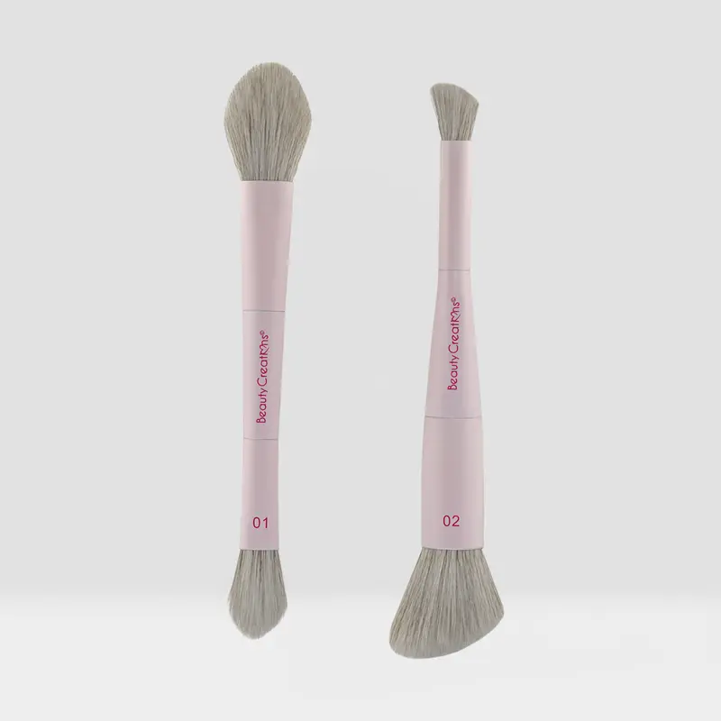 Beauty Creations Dual-Tip Makeup Brush Set - 2-Piece Cosmetic Combo, Precision Face Tools for Natural Looks, Powder & Detailed Contour Application, Makeup Brush Sets