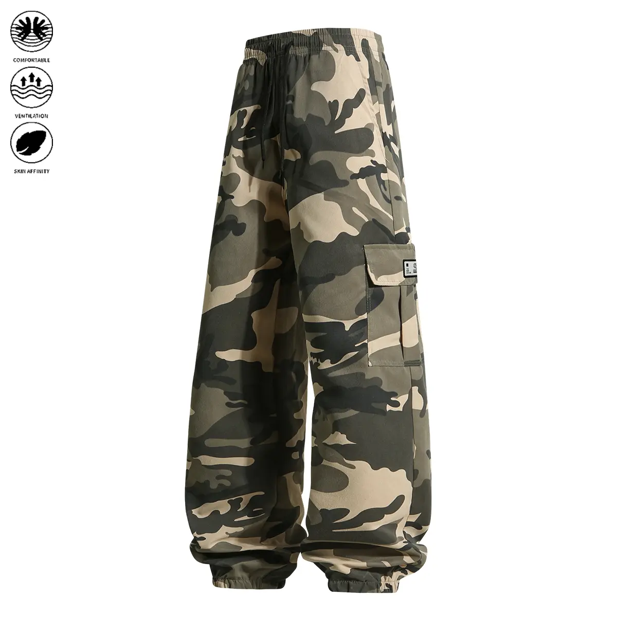 Men’s Microfiber Poly Camouflage Cargo Pants - Heat-Trapping, Multiple Pockets, Drawstring Waist, Loose Fit, Menswear Camouflage Work Pants - Suitable for Camping, Outdoor Activities (Spring/Fall) - Ideal for Hunters, Soldiers, Birthday/Holiday Gifts