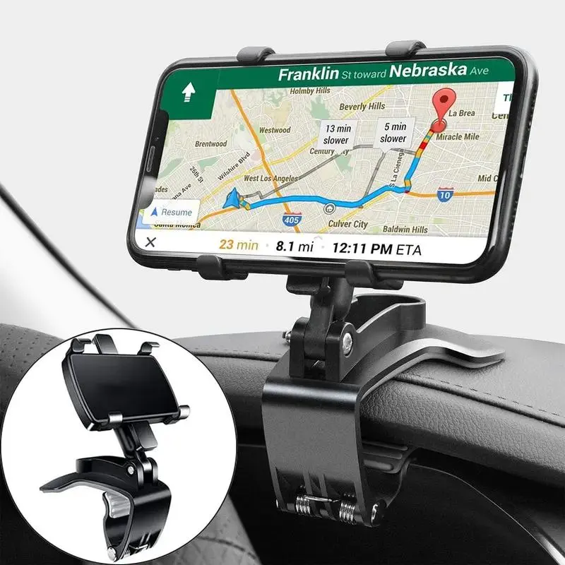 360-Degree Rotating Car Cellphone Mount - Universal Dashboard Car Accessories with Upgrade Non-Slip Rotating Phone Clamp for iPhone, Samsung, Google