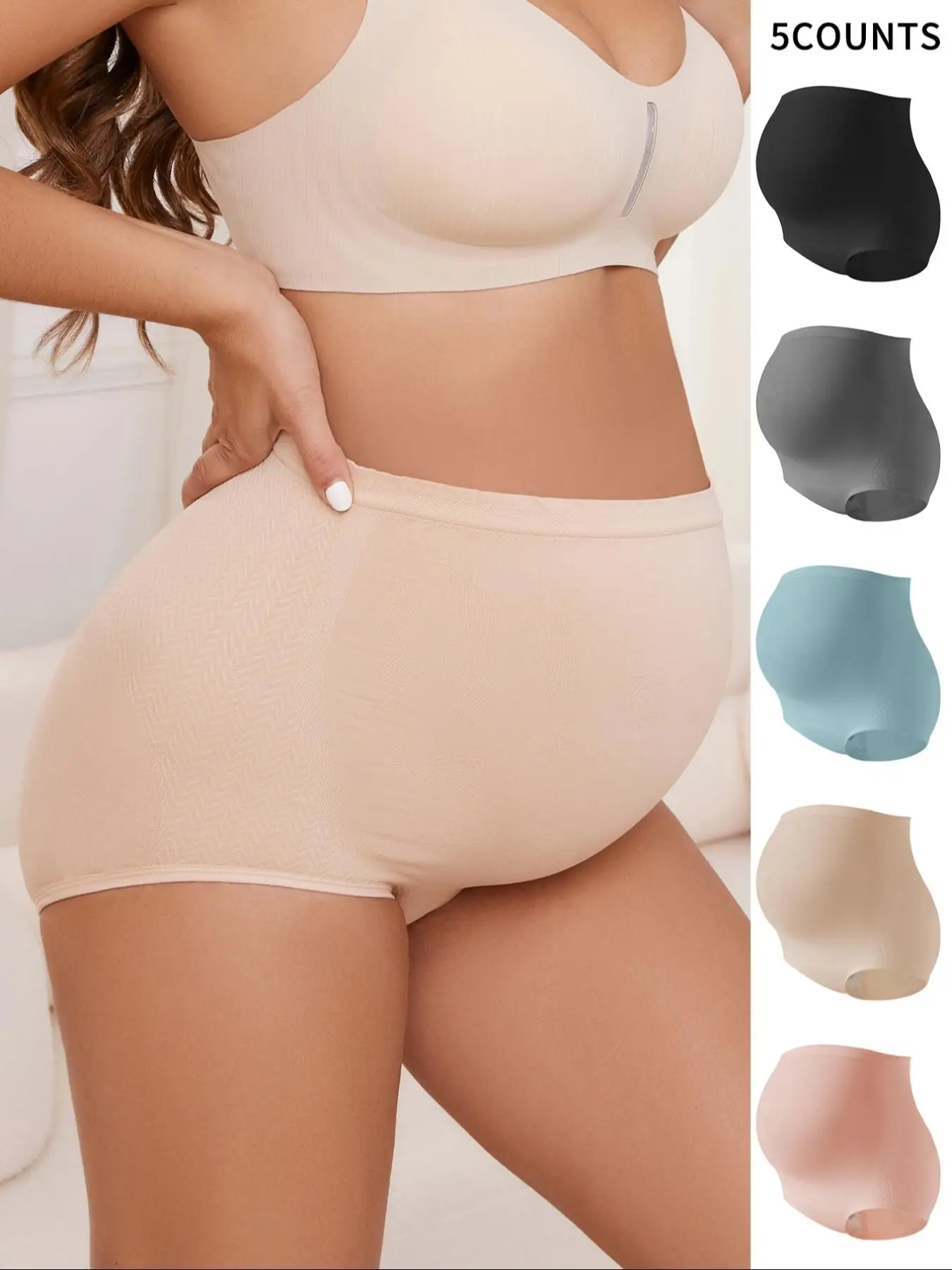 Maternity Solid Color Boyshorts, Comfy Breathable Panty for Pregnancy & Postpartum, Maternity Underwear for All Seasons, Maternity Clothes