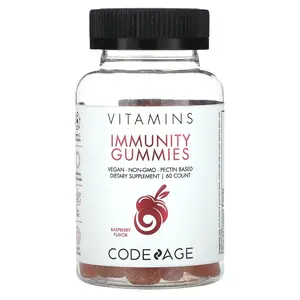 Codeage Vitamins, Immunity Gummies, Vegan, Non-GMO, Pectin Based, Raspberry, 60 Gummies