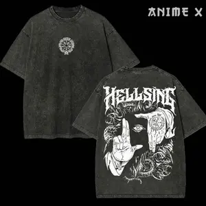 Retro Heavy Limited "Alucard Hellsing Hand Signs" Unisex Anime T-shirt, Soft Cotton Tee, Trendy Cartoon Graphic Shirt REI 5R1