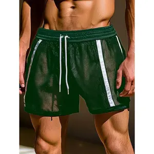 Men’s summer sports drawstring mesh shorts with a breathable hollow striped design, suitable for everyday wear GARMENTARY