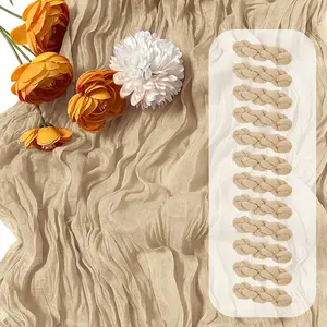 12 Pack Beige 17 x 108 Inch Semi Sheer Cheesecloth Gauze Table Runner Bulk for Rustic Romantic Wedding Baby Shower Table Decoration