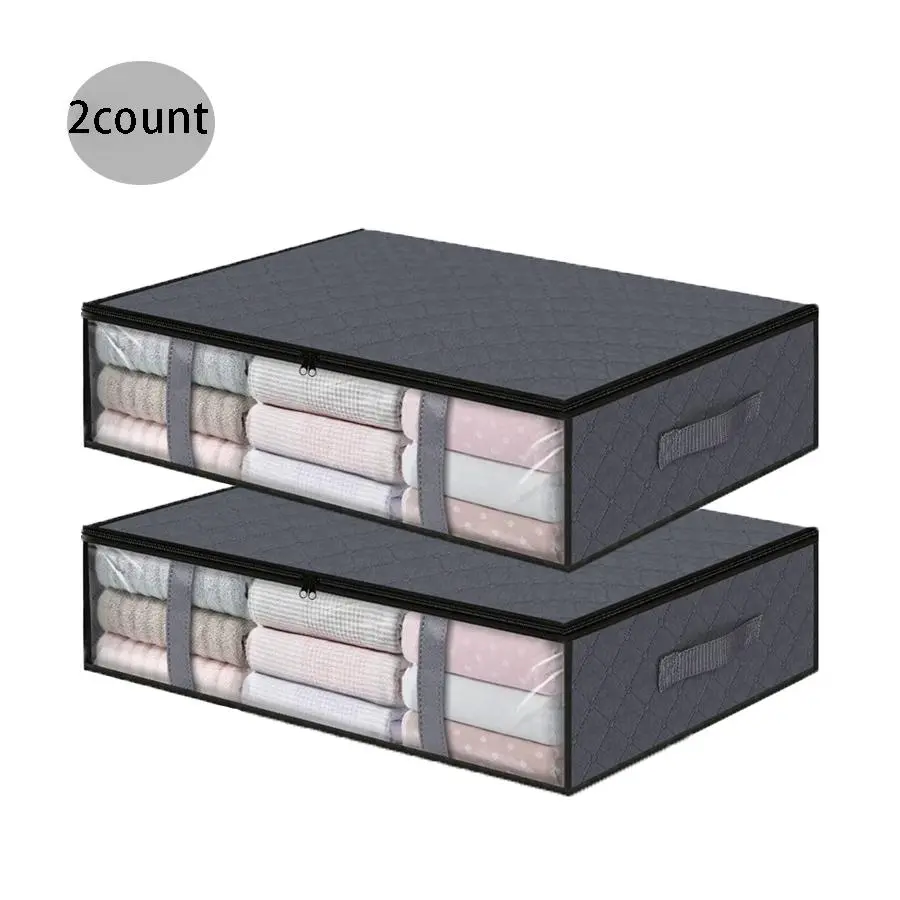 Clothes Storage Box, 1/2 Counts Collapsible Clothes Storage Box with Handle, Dustproof Clothes Organizer for Bedroom, Wardrobe, Dormitory