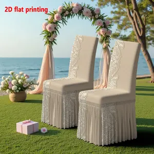 2/4/6 Pieces,2D flat printing,Classic Pattern Elastic Chair Covers, Dining Chair Slipcover, 100% Polyester Fiber, Easy Installation, Reusable Washable, for Restaurant Hotel Wedding