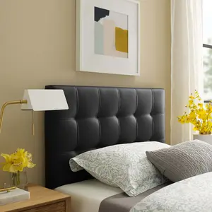 Modway Lily Twin Upholstered Vinyl Headboard in Black