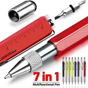 7 in 1 Multifunction Pen Stylus Touch Screen Ballpoint Pen with Screwdriver Ruler Level Gauge Tool Pen