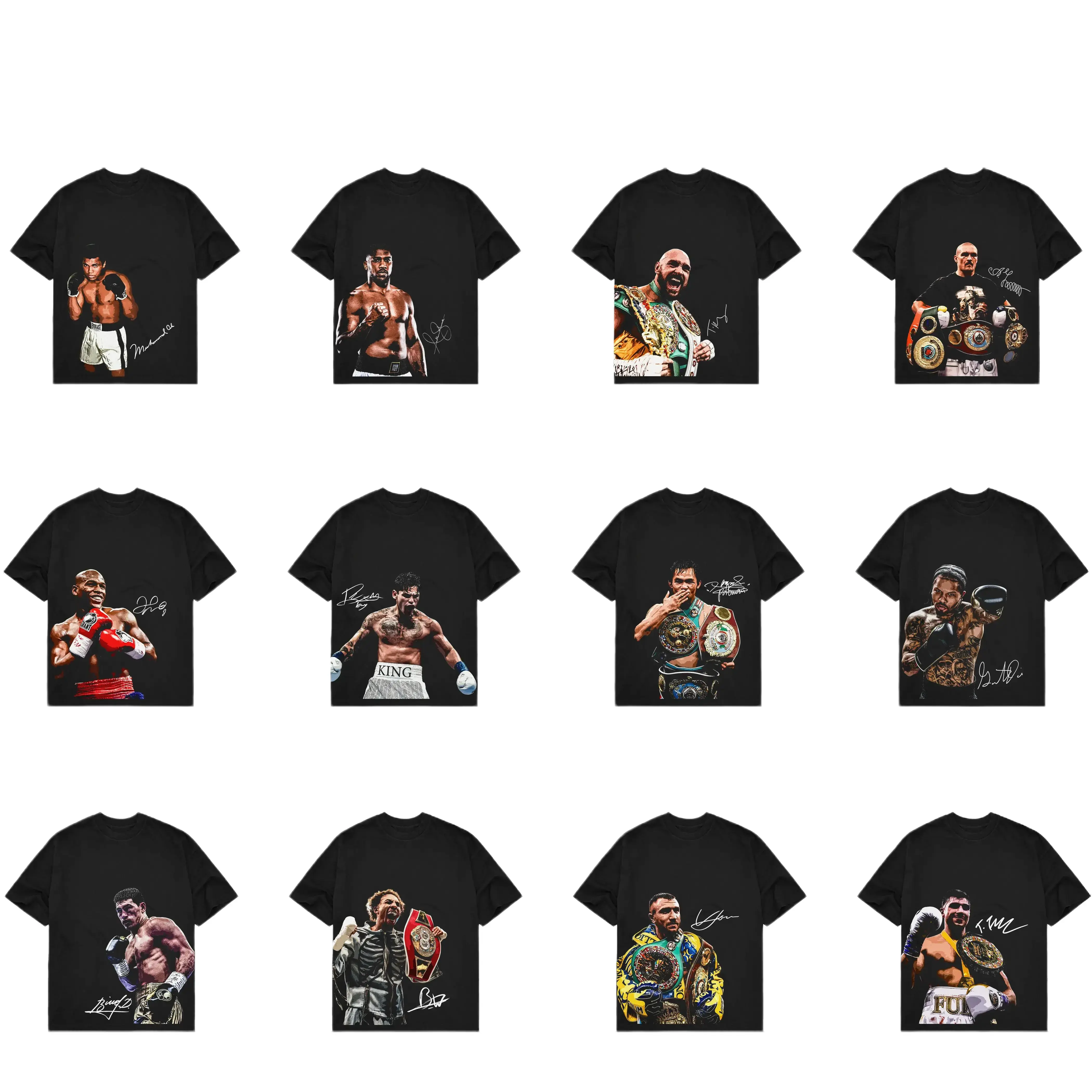 COMBATWEAR Boxing Legends Collection Tee — Muhammad Ali Tyson Canelo Heavy Cotton Fitted Unisex Graphic Shirt, Vintage Fighter Fan Apparel, Daily Wear Gift for Boxing Fans Men Women