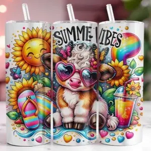 Summer vibes | 20oz Skinny sublimation tumbler transfer print out (TRANSFER ONLY, NOT A FINISHED TUMBLER)