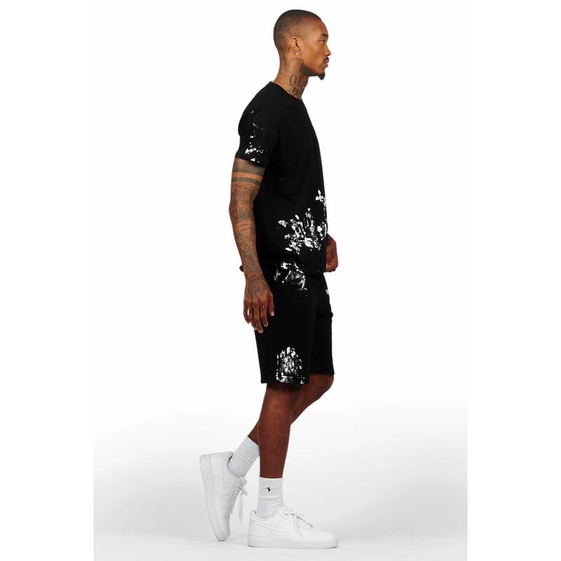 Filip Black Graphic T-Shirt Short Set