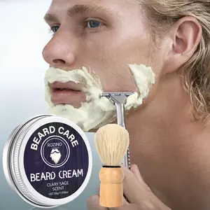 ROZINO Beard Cream - Clary Sage Scented Formula for Improved Beard Texture Long Lasting Moisturizing Silky Smooth Finish