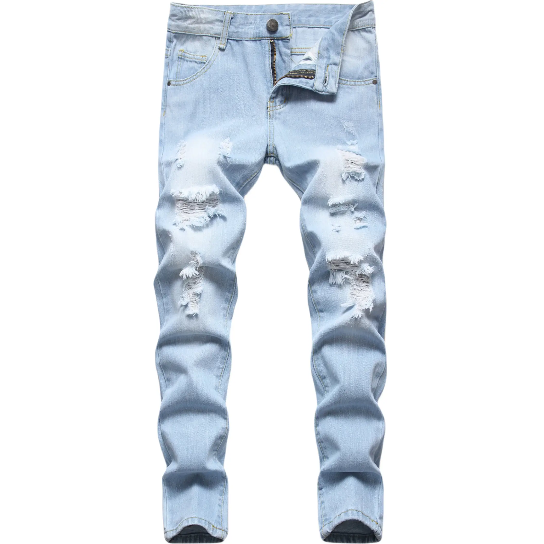 Boy's Ripped Jeans Skinny Fit Destroyed Distressed Fashion Comfy Denim Jeans Pants