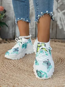 Women's New Fashion Comfortable Lightweight All-Season Mesh Breathable Round Toe Casual Sports Shoes, fashionable running shoes, Butterfly Flower Slip-On Outdoor Running Shoes, Sporty Running Shoes, Running Sneakers