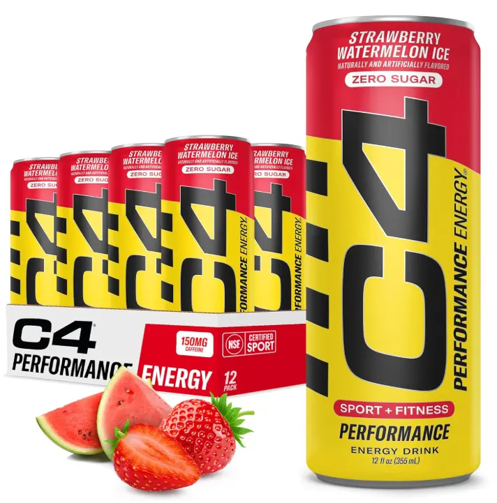 Cellucor C4 Energy Drink 12oz (Pack of 12) - Strawberry Watermelon Ice - Sugar Free Pre Workout Performance Drink with No Artificial Colors or Dyes