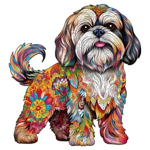 Beautiful Shih tzu 2 Wooden Jigsaw Puzzle for Adults and Kids Unique Shape Animal Wood Puzzles Challenging Puzzle, Family Game Creative Gifts，Laser-Cut Durable HDF Wood Puzzle