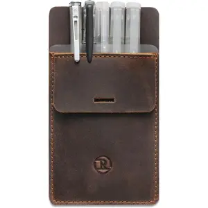 Pocket Protector for Men, Full Grain Leather Pen Protect Holder for Heavy Duty Shirts, Lab Coats, Holds Pens, Pointers, Cards, Hold 8 Pens, Pocket Protectors for Pens and Pencils