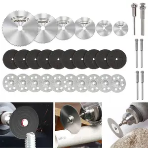 32 Pcs Cutting Wheel Set Rotary Tool, High Speed Steel Circular Saw Blade, Resin Cutting Disc, 545 Diamond Cutting Wheel, 1/8 Inch Handle Wood Glass Plastic Stone Metal Accessories Cutting Disc