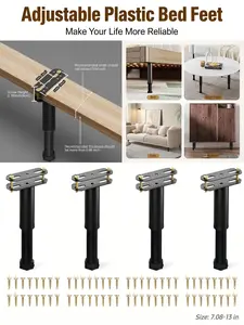 4PCS (7.08" - 13") Adjustable Bed Frame Support Legs, Frame Center Slats Heavy Support Leg, Durable Furniture Suport Legs For Frame/Sofa/Dresser/Table, Legs Furniture Replacement Parts,