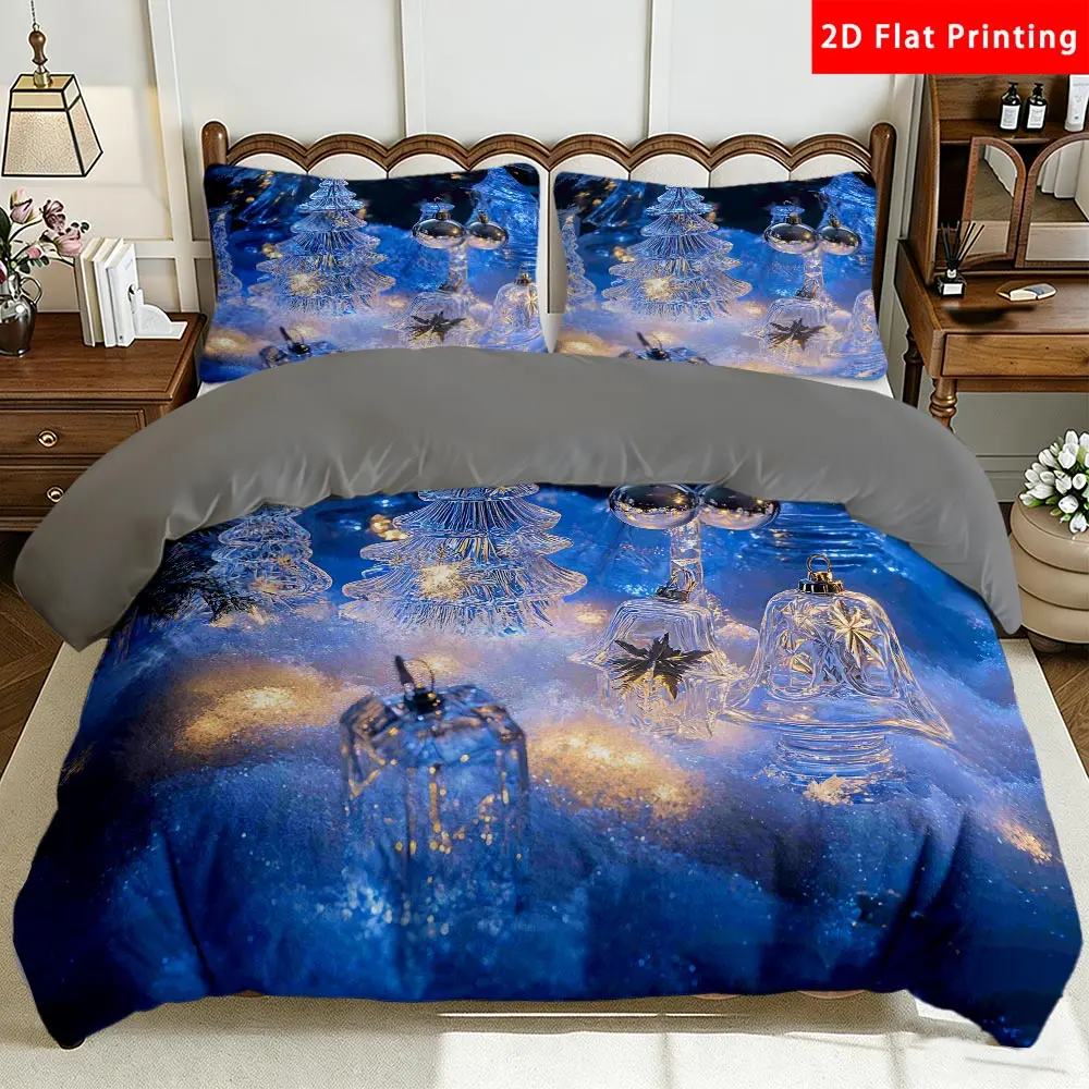 2/3 Pcs 2D Flat Christmas Decorations Themed Milk Velvet Duvet Cover Set Crystal Christmas Tree Bedding Set Quilt Cover 1 Duvet Cover + 1/2 Pillowcases Snowy Christmas Top Sheet Decorative Bedding Bedroom Decor The Preferred Pick for Bedding