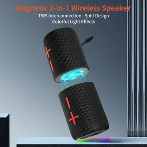 2 in 1 Magnetic Dual Splittable Bluetooth Speaker, IPX6 Waterproof Split Portable Wireless Speaker with 20W Loud Stereo Sound ,Bluetooth V5.3, 24H Playtime, Multiple pairing for Home,Outdoor or Travel
