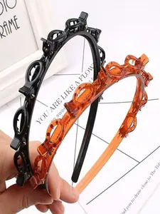 Women's Multi-Layer Layered Hollow Out Braided Hairbands, Casual Plain Design, School & Tea Party Accessories, Fashionable Practical Hair Clips