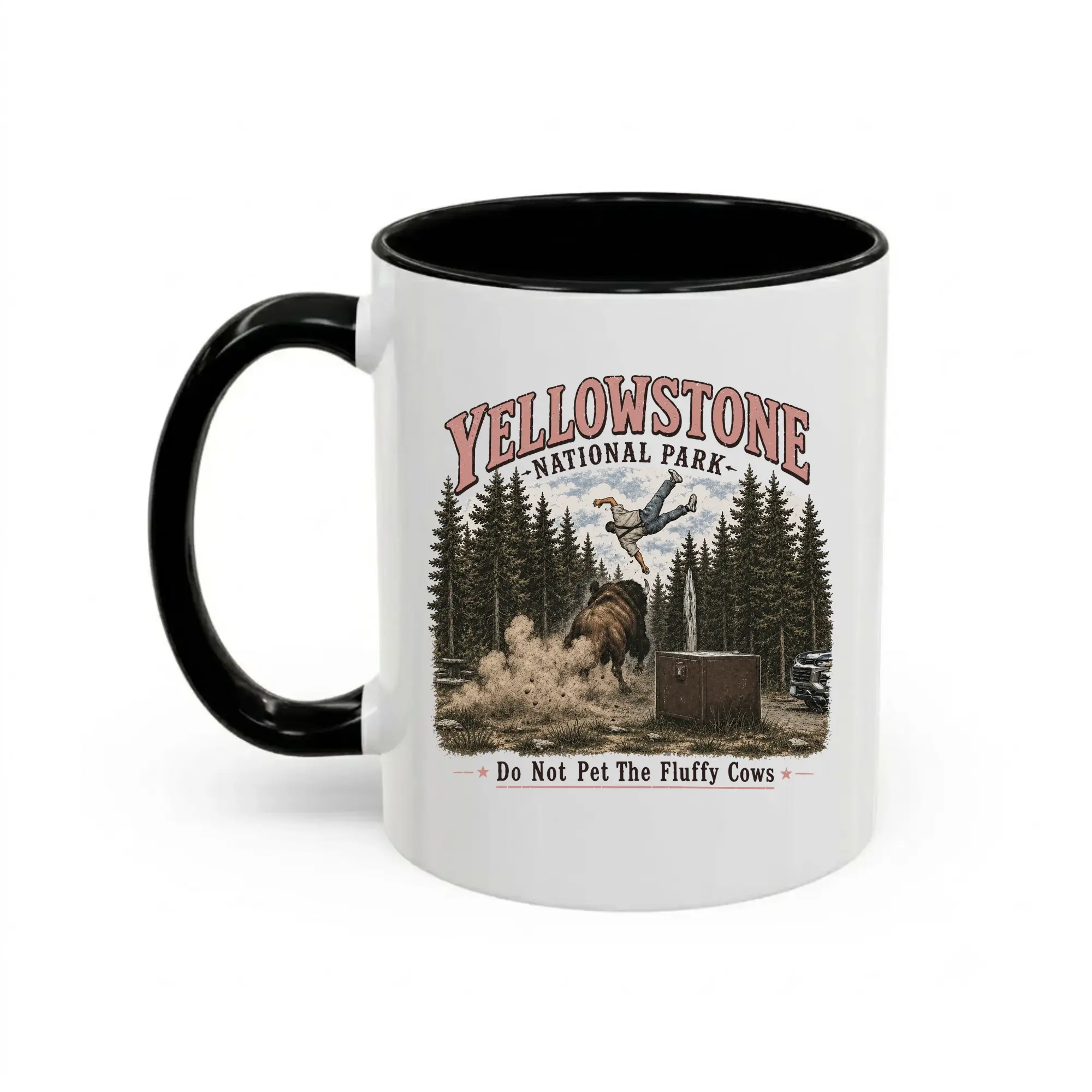 Yellowstone National Park Mug, Do Not Pet The Fluffy Cows Coffee Mug, Funny Bison Coffee Cup, National Park Gift, Camping Lover Mug, Wildlife Humor Tea Cup, Adventure Travel Gift