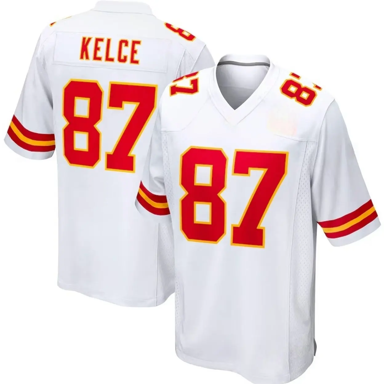 Unisex Football inspired by Kelce 87 Kansas City Home Team Game Player Jersey - White