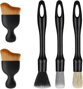 Car Detailing Brush Kit with Ultra Soft No Scratch Boar Hair – Includes 2 Vent Cleaning Brushes | Automotive Interior Detailing Kit | Universal for Most Vehicles