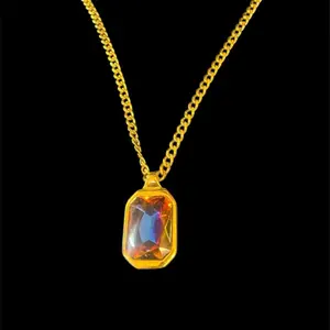 Vintage KJL - Kenneth Jay Lane -Pendant Necklace- Amazing Heliotrope Watermelon Stone- c 1990s-
