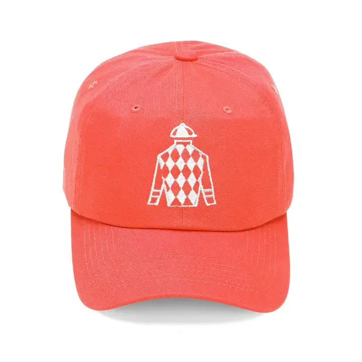 Coral Jockey Jersey Cap Vintage Horse Racing Hat for Derby Fans #M190VL-CORAL-JJ
