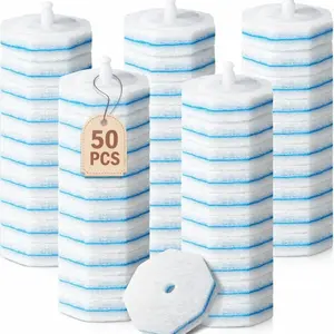 50 Count Toilet Wand Refills, Disposable Toilet Brush Refill Heads Compatible with Household Brushes Scrubbers, 3-Layer Scrubbing Pads for Quick Bathroom Toilet Bowl Cleaners Home Cleaning Products Local Stock