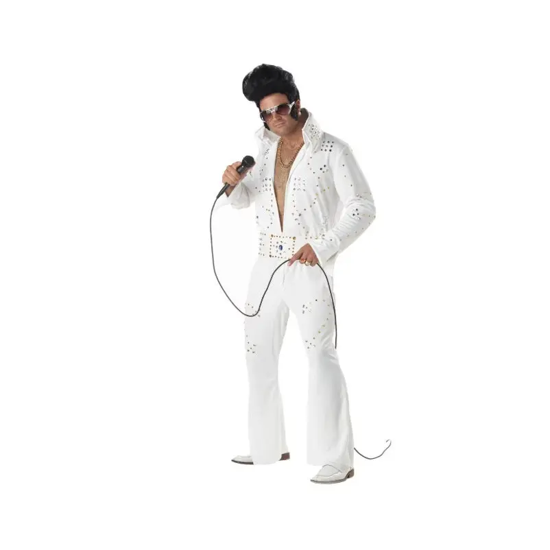 Elvis - Rock Legend - White - Rhinestones - Costume - Men - 3 Sizes