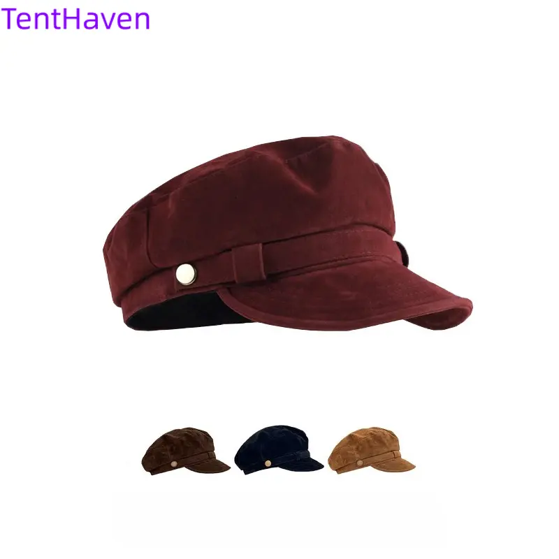 Women's Retro Cotton Newsboy Cap, Versatile Cool Hat with Suede Texture, Casual Daily Accessory for All Seasons, Fits Large Heads, Female