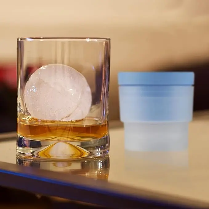 Ice Ball Making Mould - Set of 3 Round Ice Cube Mould 2.4" Spherical Ice Cube for Whiskey, Cocktail, Bourbon (3 colors)