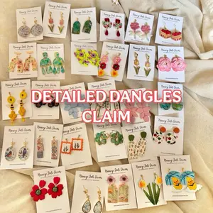 YOU CLAIM LIVE: Detailed Dangles polymer clay Collection for TikTok live polymer clay earrings hypoallergenic and stainless steel lightweight