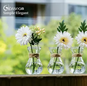 Clear Glass Set of 3 Bulb Vase for Forcing Hyacinth Bulbs, Small Vases for Centerpieces, Decoration Vase for Home Decor Living Room Wedding Table Decorations Floral Flower