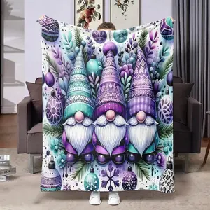 Comfortable Christmas Elf Bell Print Flannel Blanket, Soft Warm All-Season Nap Blanket, Ideal for Sofa Office Bed Camping Travel