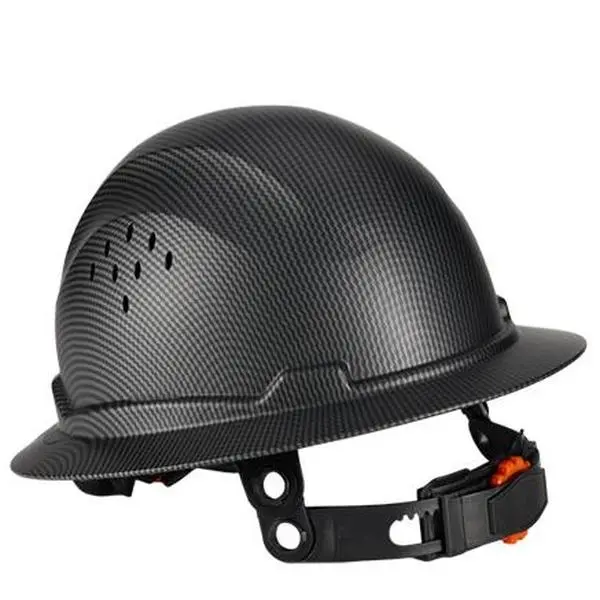 Vented Full Brim Hat, HDPE Safety Helmet with 4-Point Ratchet Suspension, Unisex Head Protection Construction and Industrial Jobsites