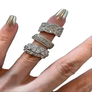 Layered Luxurious Heavy Craft Diamond Ring Sparkling Old Money Style Index Finger Ring High-end Sense of Luxury adjustable design