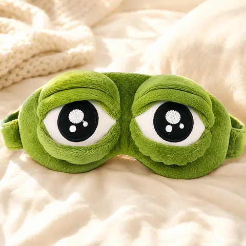 3D Sad Frog Funny Meme Sleep Mask - 3-D Lifting Animal Eye Covers for Sleeping, Soft Contoured Ergonomic, Skin-Safe, No-Pressure Total Light Block, Adult Travel One Size