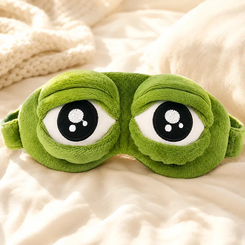 3D Sad Frog Funny Meme Sleep Mask - 3-D Lifting Animal Eye Covers for Sleeping, Soft Contoured Ergonomic, Skin-Safe, No-Pressure Total Light Block, Adult Travel One Size