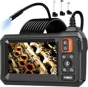 DAxiongmao Endoscope Camera with Light, 4.3" IPS Screen, 1080P HD, 8 LED Lights, 16.4FT Semi-Rigid Cord Bore Scope, Gadgets for Men & Tools for Men father's day gifts